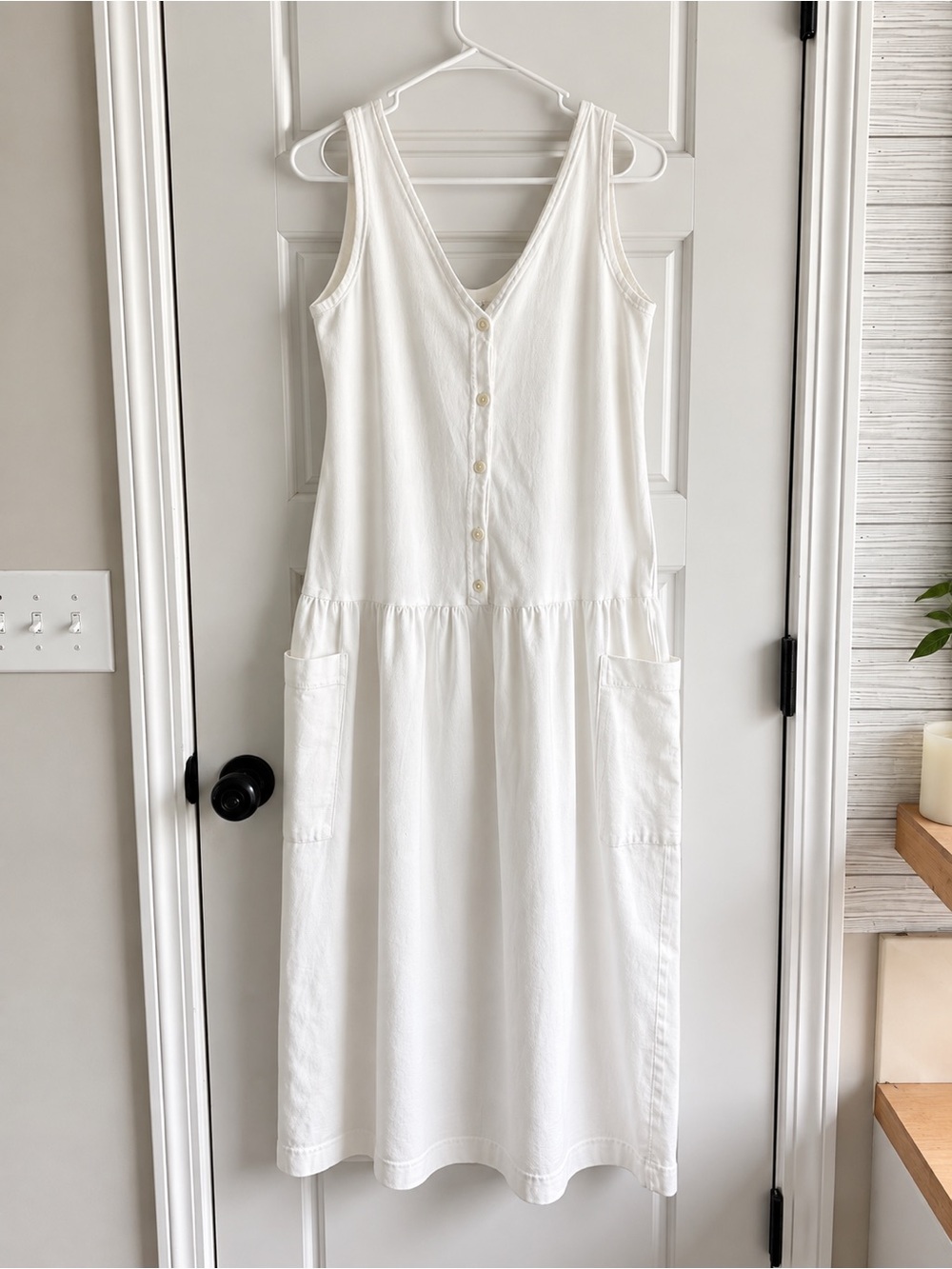 Vintage GAP Women’s White Button-Front Midi Dress – Size Medium Cottage Core